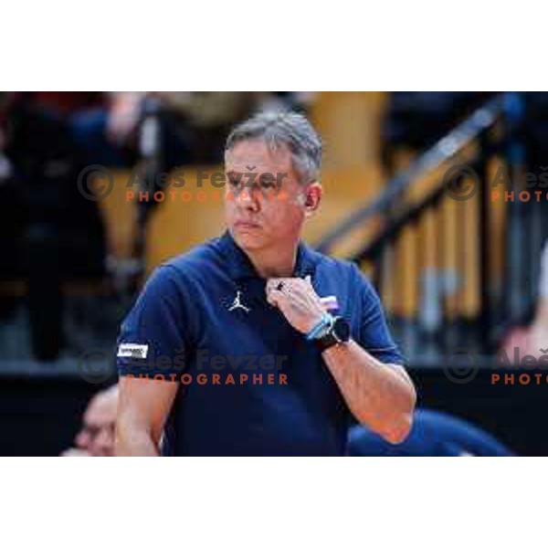 Georgios Dikaloulakos, head coach of Slovenia during FIBA Women’s EuroBasket Qualifiers match between Slovenia and Finland in Ljubljana, Slovenia on February 9, 2025