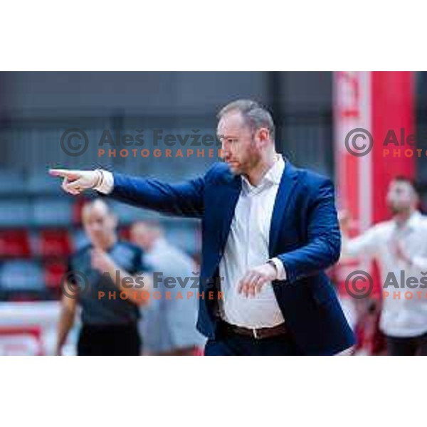 In action during semi-final of Spar Cup 2025 basketball match between Krka and Sentjur at Kodeljevo, Ljubljana, Slovenia on February 13, 2024
