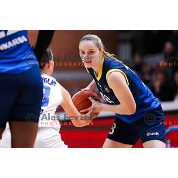 Maja Uranker of Cinkarna Celje in action during Final of Women\'s Cup 2025 basketball match between Triglav and Cinkarna Celje in Kodeljevo Hall, Ljubljana, Slovenia on February 14, 2025. Photo: Filip Barbalic