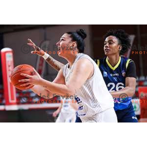 Ana Saric of Triglav in action during Final of Women\'s Cup 2025 basketball match between Triglav and Cinkarna Celje in Kodeljevo Hall, Ljubljana, Slovenia on February 14, 2025. Photo: Filip Barbalic