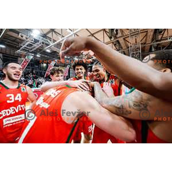 In action during The Final of Spar Cup 2025 basketball match between Cedevita Olimpija and Krka in Ljubljana, Slovenia on February 14, 2025