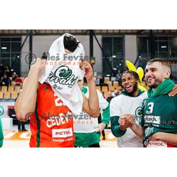 In action during The Final of Spar Cup 2025 basketball match between Cedevita Olimpija and Krka in Ljubljana, Slovenia on February 14, 2025