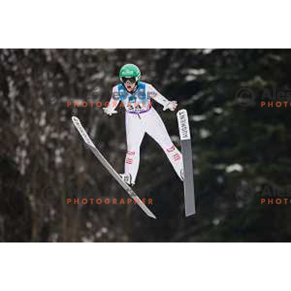 Eva Pinkelnig of Austria in action during FIS World Cup ski jumping Women’s competition in Ljubno ob Savinji, Slovenia on February 15th, 2025