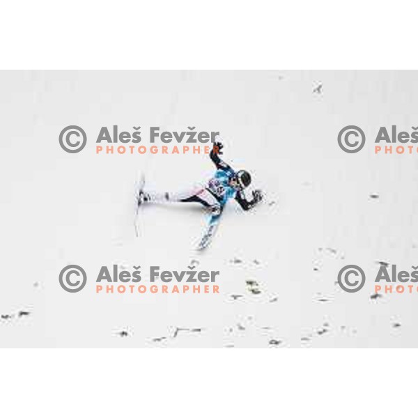 Thea Minyan Bjoerseth of Norway crashed in the final round of FIS World Cup ski jumping Women’s competition in Ljubno ob Savinji, Slovenia on February 15th, 2025