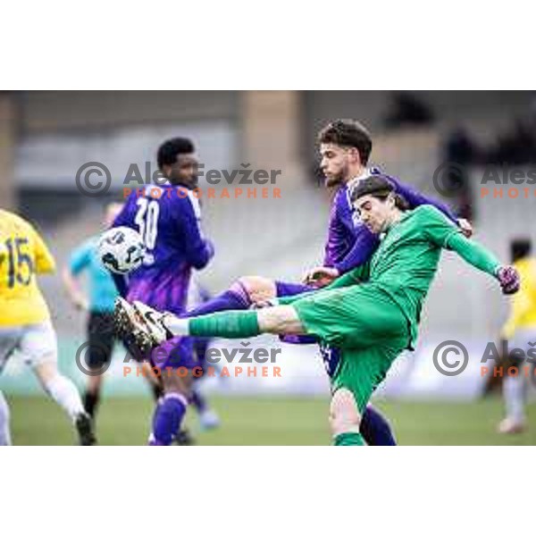 Matija Orbanic in action during Prva liga Telemach football match between Maribor and Bravo Big Bang in Ljudski vrt, Maribor, Slovenia on February 15, 2025. Photo: Jure Banfi