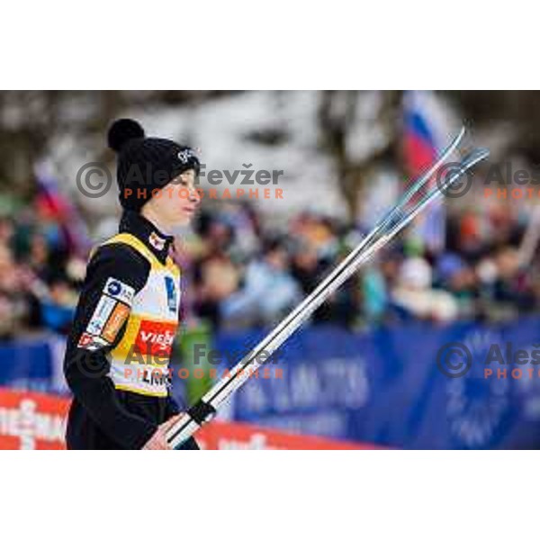 Nika Prevc of Slovenia during FIS World Cup ski jumping Women’s competition in Ljubno ob Savinji, Slovenia on February 16th, 2025