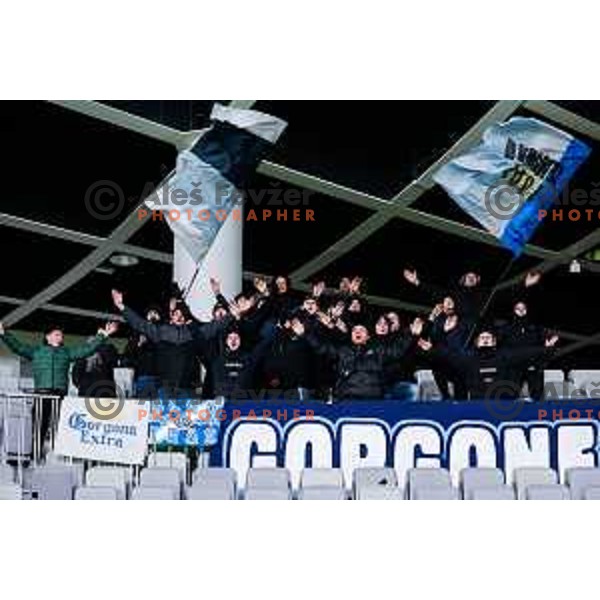 in action during Prva liga Telemach 2024/2025 football match between Olimpija and Nafta 1903 in Ljubljana, Slovenia on February 16, 2025