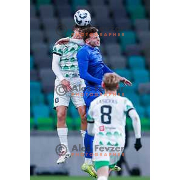In action during Prva liga Telemach 2024/2025 football match between Olimpija and Nafta 1903 in Ljubljana, Slovenia on February 16, 2025