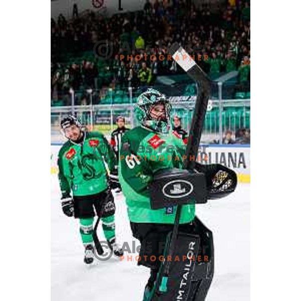 in action during IceHL regular season 2024/2025 ice-hockey match between SZ Olimpija and VSV in Ljubljana, Slovenia on February 16, 2025