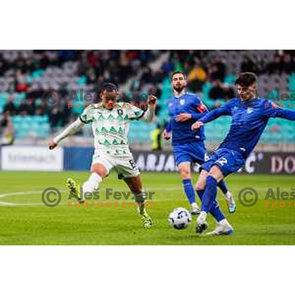during Prva liga Telemach 2024/2025 football match between Olimpija and Nafta 1903 in Ljubljana, Slovenia on February 16, 2025