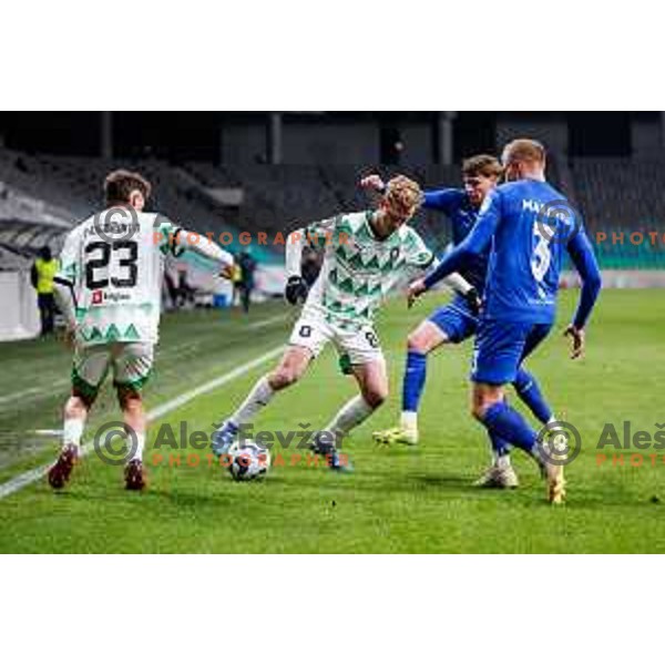 during Prva liga Telemach 2024/2025 football match between Olimpija and Nafta 1903 in Ljubljana, Slovenia on February 16, 2025