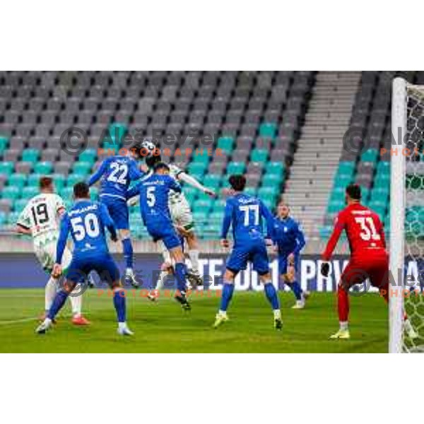 during Prva liga Telemach 2024/2025 football match between Olimpija and Nafta 1903 in Ljubljana, Slovenia on February 16, 2025