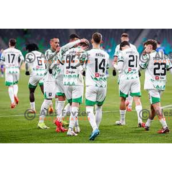 during Prva liga Telemach 2024/2025 football match between Olimpija and Nafta 1903 in Ljubljana, Slovenia on February 16, 2025