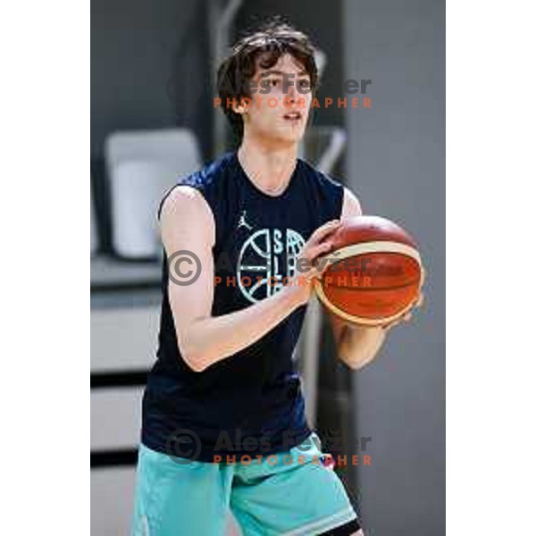 Mark Padjen of Slovenia National Basketball team during practice session in Mala Dvorana Stožice, Ljubljana, Slovenia on February 17, 2025. Photo: Filip Barbalic