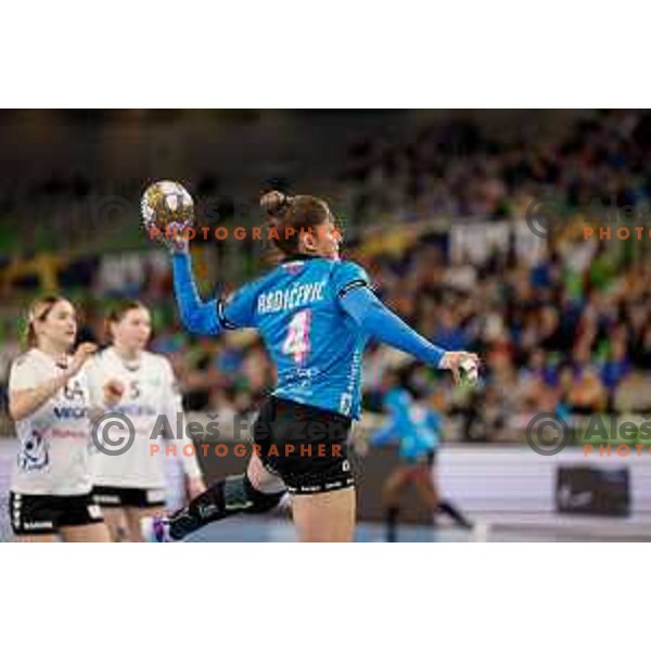 Radicevic Jovanka of Krim Mercator during EHF Women\'s Champions League match between Krim Mercator Ljubljana and HC Podravka Vegeta in Ljubljana, Slovenia on February 22, 2025.