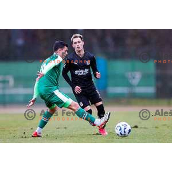 In action during eight-final of Pivovarna Union Slovenian Cup football match between Olimpija and Ilirija at Kodeljevo, Ljubljana, Slovenia on February 26, 2025