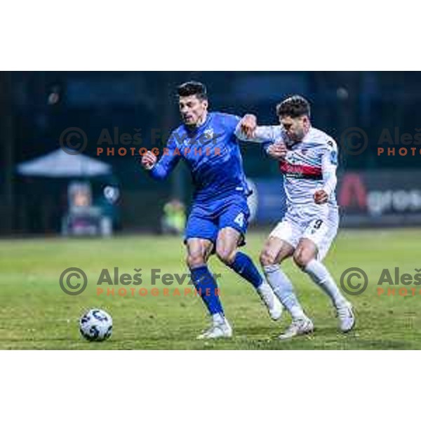 Zoran Lesjak and Mark Gulic in action during Prva liga Telemach 2024/2025 football match between Nafta 1903 and Primorje in Sportni park Lendava, Slovenia on Februar 21st, 2025 Photo: Sebastijan Andrejek Bukovec