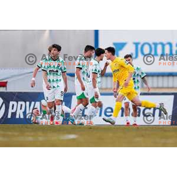 In action during Prva liga Telemach 2024/2025 football match between Domzale and Olimpija in Domzale on March 5, 2025