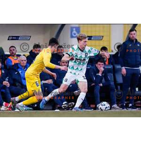 In action during Prva liga Telemach 2024/2025 football match between Domzale and Olimpija in Domzale on March 5, 2025