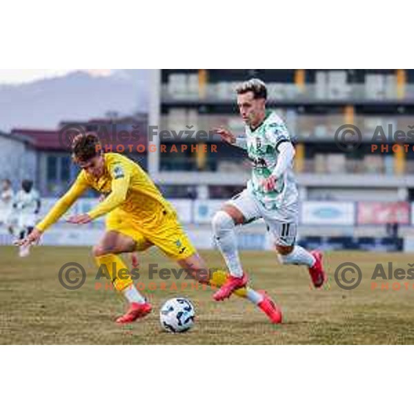 In action during Prva liga Telemach 2024/2025 football match between Domzale and Olimpija in Domzale on March 5, 2025