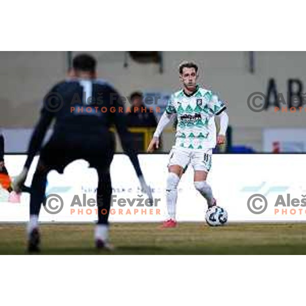 In action during Prva liga Telemach 2024/2025 football match between Domzale and Olimpija in Domzale on March 5, 2025