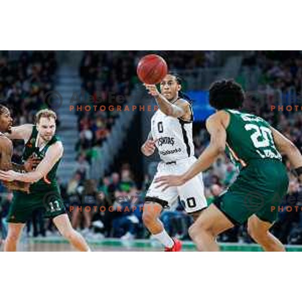 in action during eight-final of BKT EuroCup 2024/2025 basketball match between Cedevita Olimpija Ljubljana (SLO) and Besiktas Istanbul (TUR) in SRC Stozice, Ljubljana, Slovenia on March 5, 2025