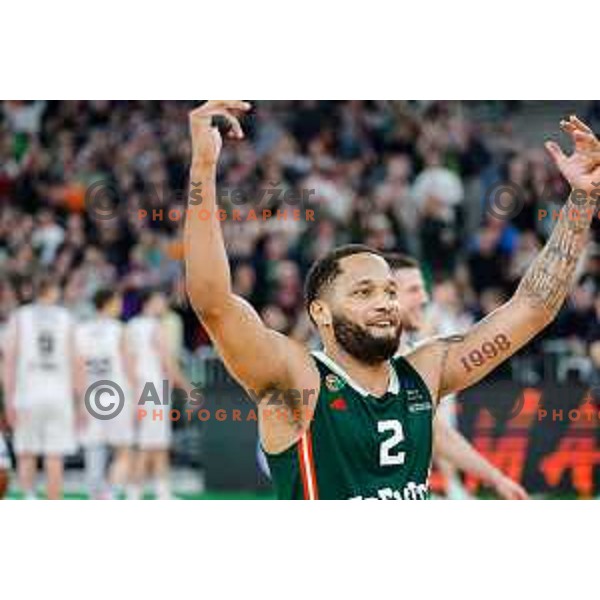 in action during eight-final of BKT EuroCup 2024/2025 basketball match between Cedevita Olimpija Ljubljana (SLO) and Besiktas Istanbul (TUR) in SRC Stozice, Ljubljana, Slovenia on March 5, 2025