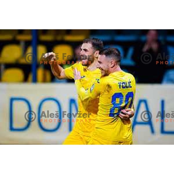 Danijel Sturm scores a goal during Prva liga Telemach 2024/2025 football match between Domzale and Koper in Domzale on February 8, 2025