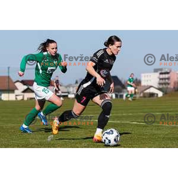In action during 1.SZNL Triglav football match between ZNK Mura Nona and ZNK Olimpija in Radenci, Slovenia on March 9, 2025