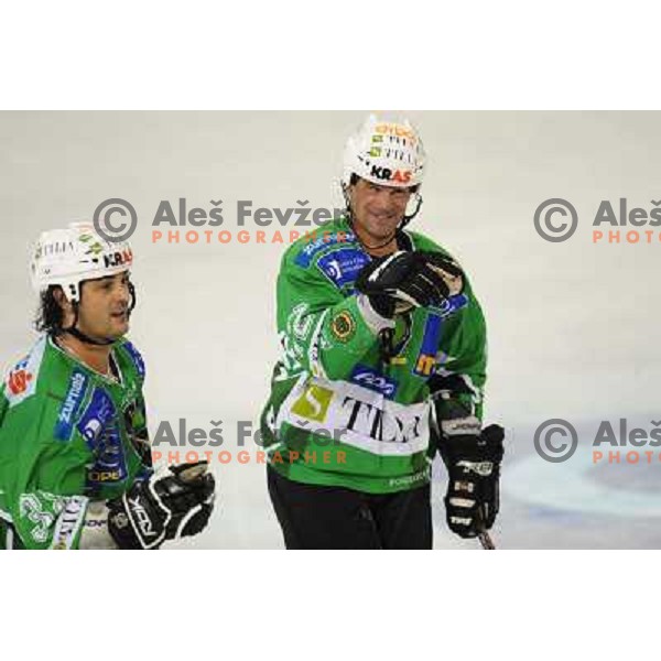 Elik and Banham at ice hockey match in the EBEL League , Tilia Olimpija - Alba , 26.09.2008 Hala Tivoli, Ljubljana 