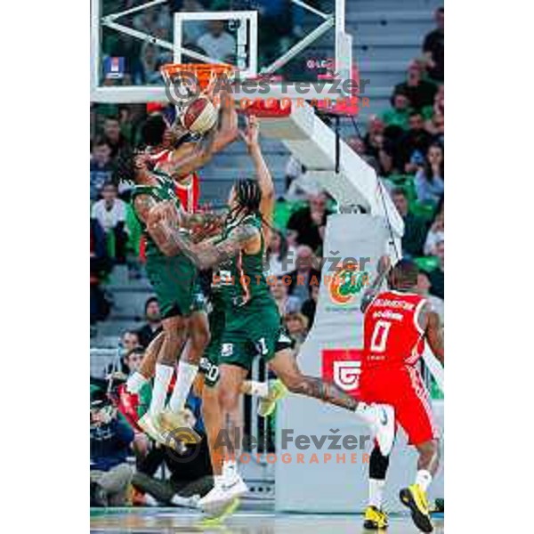 in action during regular season basketball match of AdmiralBet ABA League 2024/2025 between Cedevita Olimpija Ljubljana (SLO) and Crvena Zvezda MeridianBet (SRB) in SRC Stozice, Ljubljana, Slovenia on March 9, 2025