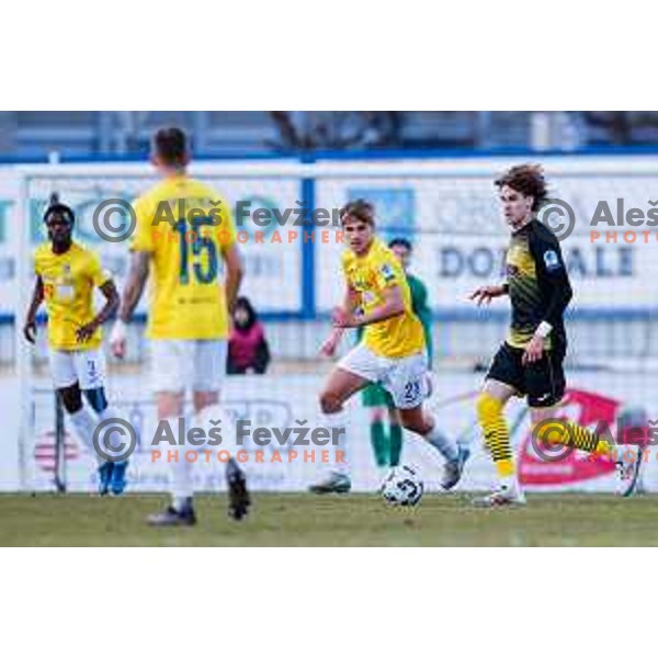 In action during Prva liga Telemach 2024/2025 football match between Radomlje and Bravo Bing Bang in Domzale, Slovenia on March 11, 2025