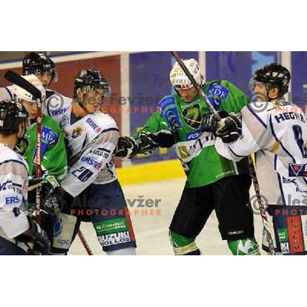 Zupancic and Music at ice hockey match in the EBEL League , Tilia Olimpija - Alba , 26.09.2008 Hala Tivoli, Ljubljana 