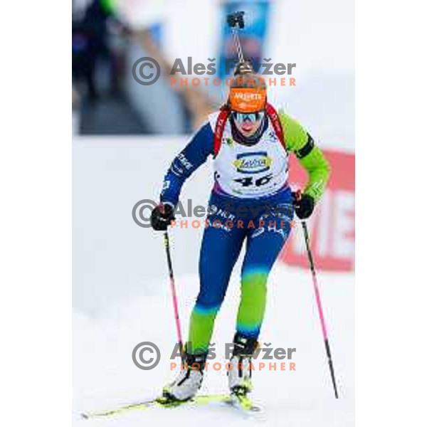 Polona Klemencic (SLO) competes at IBU World Cup Biathlon Women 12.5 km short Individual at Pokljuka Sports Centre, Slovenia on March 13, 2025