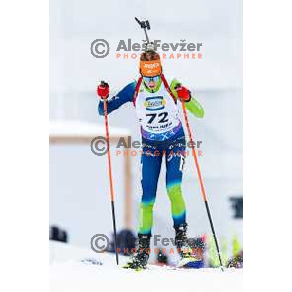 Lena Repinc (SLO) competes at IBU World Cup Biathlon Women 12.5 km short Individual at Pokljuka Sports Centre, Slovenia on March 13, 2025