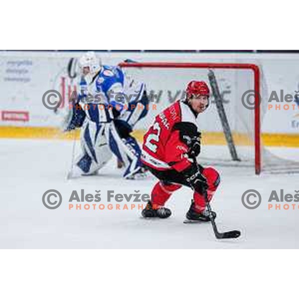 of SIJ Acroni Jesenice in action during quarter-final of AHL ice-hockey match between SIJ Acroni Jesenice and Cortina Hafro in Podmezakla Hall, Jesenice, Slovenia on March 13, 2025