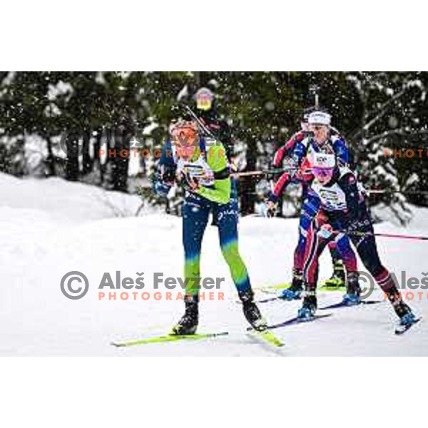 Anamarija Lampic (SLO) competes at IBU World Cup Biathlon Women mass start at Pokljuka Sports Centre, Slovenia on March 15, 2025