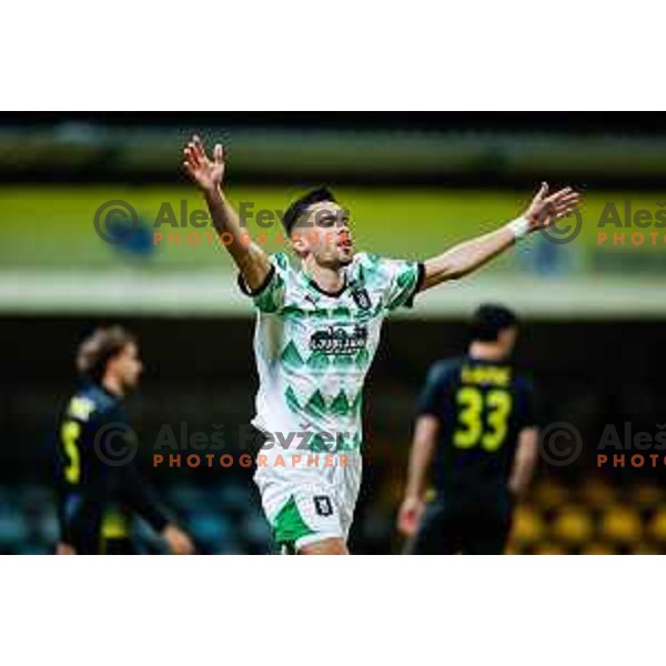 Marko Ristic celebrates a goal during Prva liga Telemach 2024/2025 football match between Kalcer Radomlje and Olimpija in Domzale Sports Park, Domzale on March 15, 2025