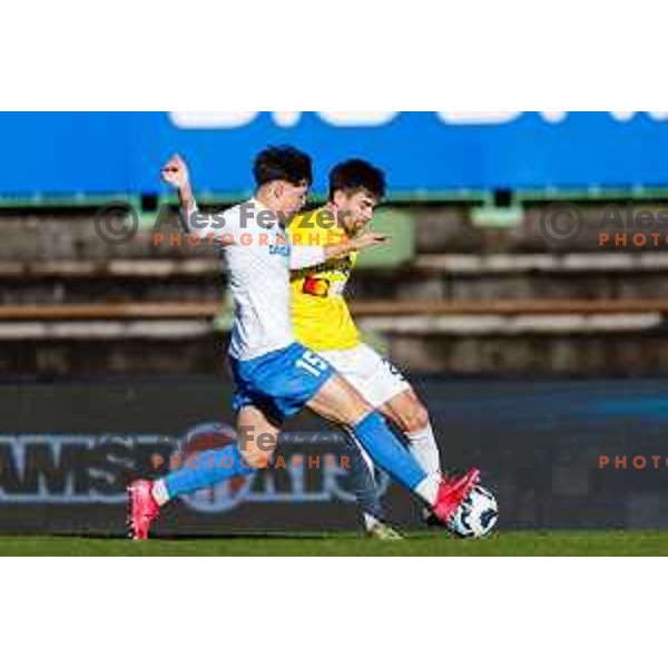In action during Prva liga Telemach 2024/2025 football match between Bravo Bing Bang and Domzale in Ljubljana, Slovenia on March 16, 2025