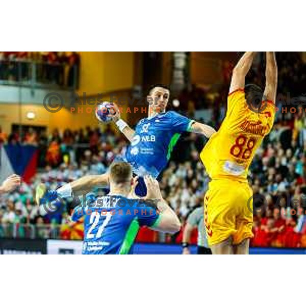 Tarik Mlivic of Slovenia during Euro Men 2026 Qualifiers handball match between Slovenia and North Macedonia in Bonifika Hall, Koper, Slovenia on March 16, 2025 