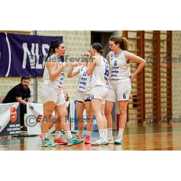 in action during 1.SKL League 2024/2025 basketball match between Triglav and Domzale in Kranj, Slovenia on March 22, 2025