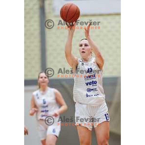 in action during 1.SKL League 2024/2025 basketball match between Triglav and Domzale in Kranj, Slovenia on March 22, 2025