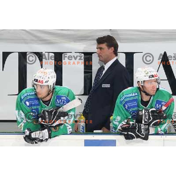 Pance, Posma, Hocevar at ice-hockey game Tilia Olimpija-Acroni Jesenice in round 4 of EBEL league, played in Hala tivoli, Ljubljana, Slovenia 28.9.2008. Tilia Olimpija won 5:2. 