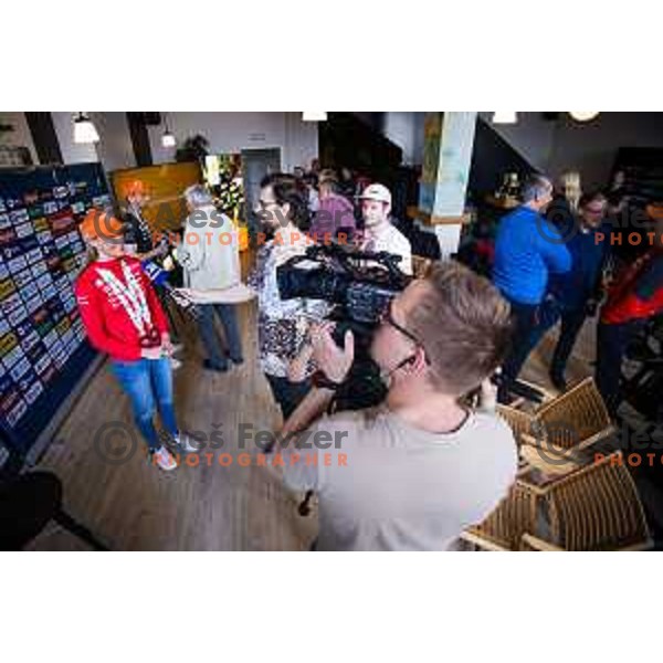 during Slovenia Biathlon team postseason press conference in Ljubljana, Slovenia on March 26, 2025