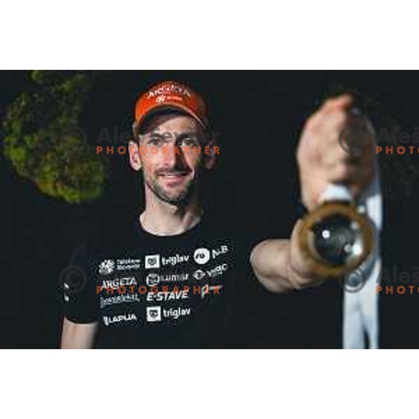 Jakov Fak during Slovenia Biathlon team postseason press conference in Ljubljana, Slovenia on March 26, 2025