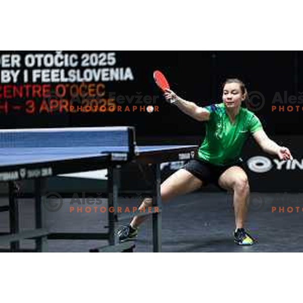 Lara Opeka (SLO) in action during WTT Feeder Series table-tennis tournament presented by I Feel Slovenia in Otocec Sports Centre, Slovenia on March 27, 2025