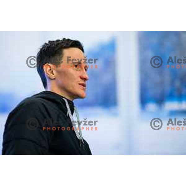Peter Prevc during interview after qualifying day of ski flying competition in Planica, on March 27st, 2025 in Planica, Slovenia.