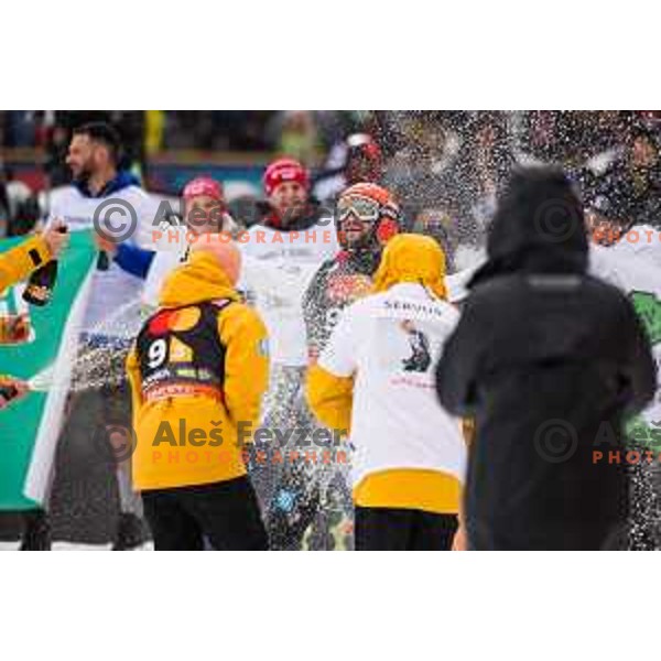 Markus Eisenbichler (GER) fairwell celebration during Team Event at FIS Ski Flying Competition at The Final of FIS Ski- jumping World Cup 2024/2025 in Planica, Slovenia on March 29, 2025