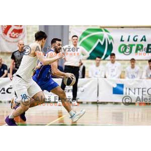 In action during OTP Bank League 2024/2025 basketball match between Triglav and Sentjur in Kranj, Slovenia on March 29, 2025