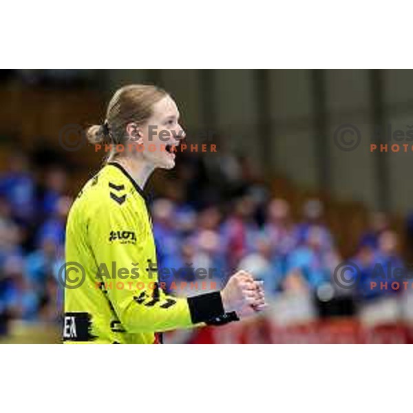 Johanna Bundsen of HB Ludwigsburg in action during EHF Women\'s Champions League match between Krim Mercator Ljubljana and HB Ludwigsburg in Ljubljana, Slovenia on March 30, 2025. Photo: Filip Barbalic